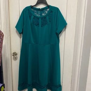 Lane Bryant Teal Lace Cut Out Skater Dress 18/20